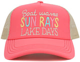 BOAT WAVES SUN RAYS LAKE DAYS MESHBACK Trucker Cap